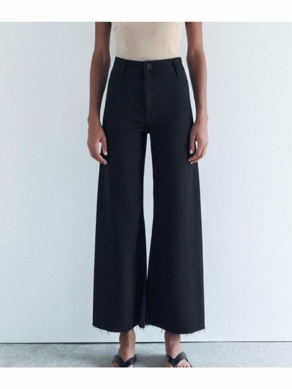 Zara High-Waist “The Marine” Wide Leg Jeans in Black